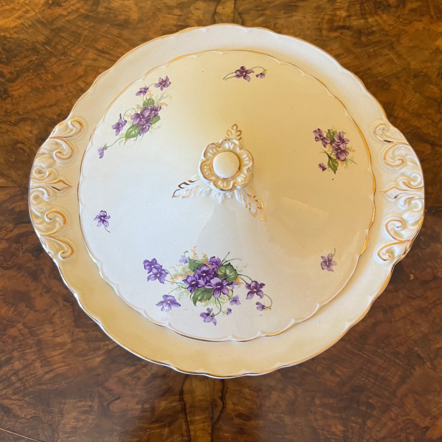 Vintage Royal Staffordshire Honeyglaze Violets Serving Bowl