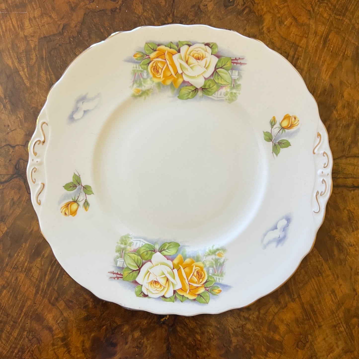 Vintage Colclough Yellow Floral Cake Plate