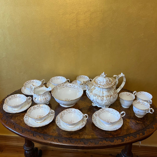 Antique Victorian Gold Gilt 22 Piece Tea Set