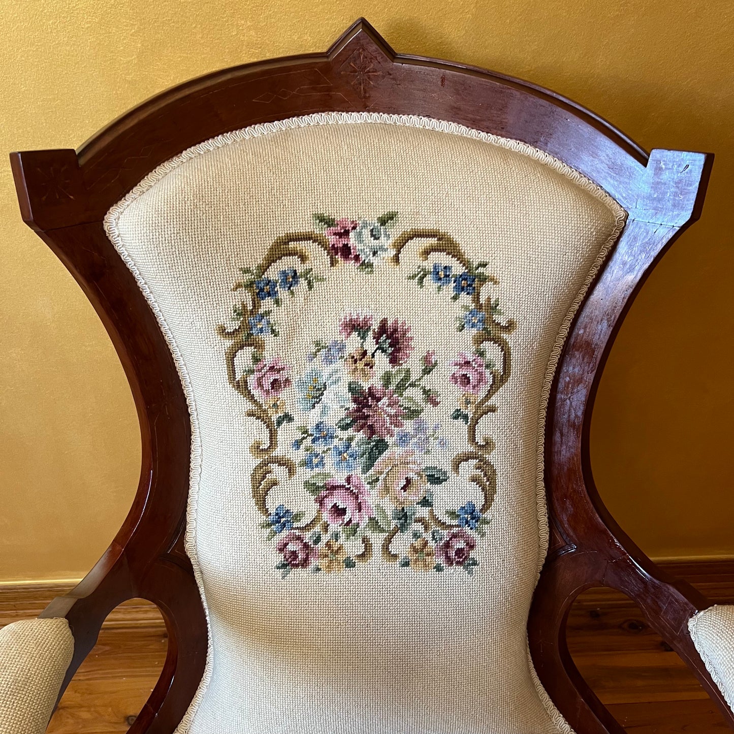 Victorian Walnut Tapestry Armchair