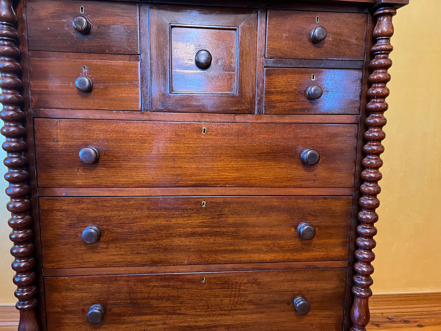 Antique Cedar 1860 Tall Chest Of Drawers