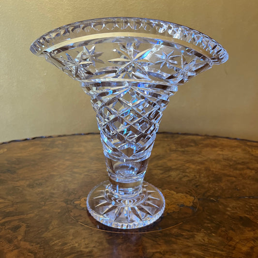 Vintage Crystal Oval Top Vase