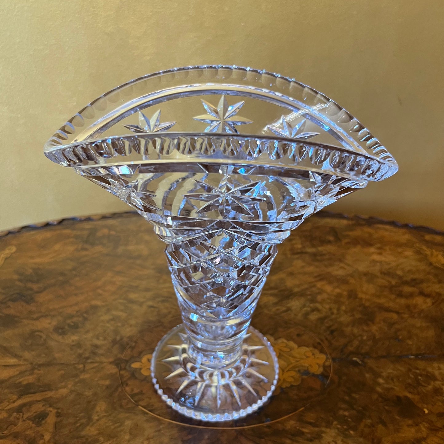 Vintage Crystal Oval Top Vase