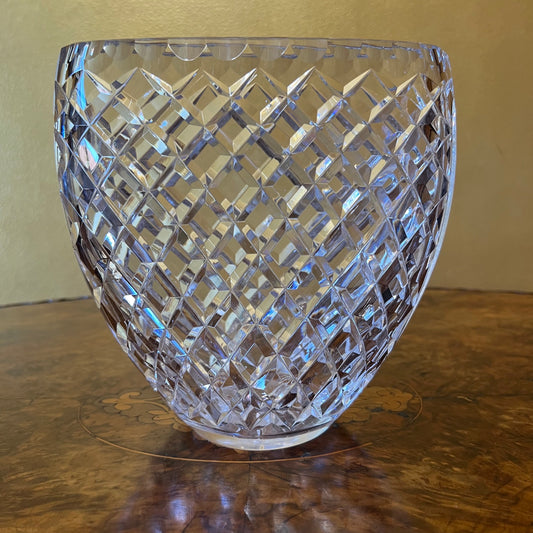 Vintage Crystal Diamond Cut Narrow Vase