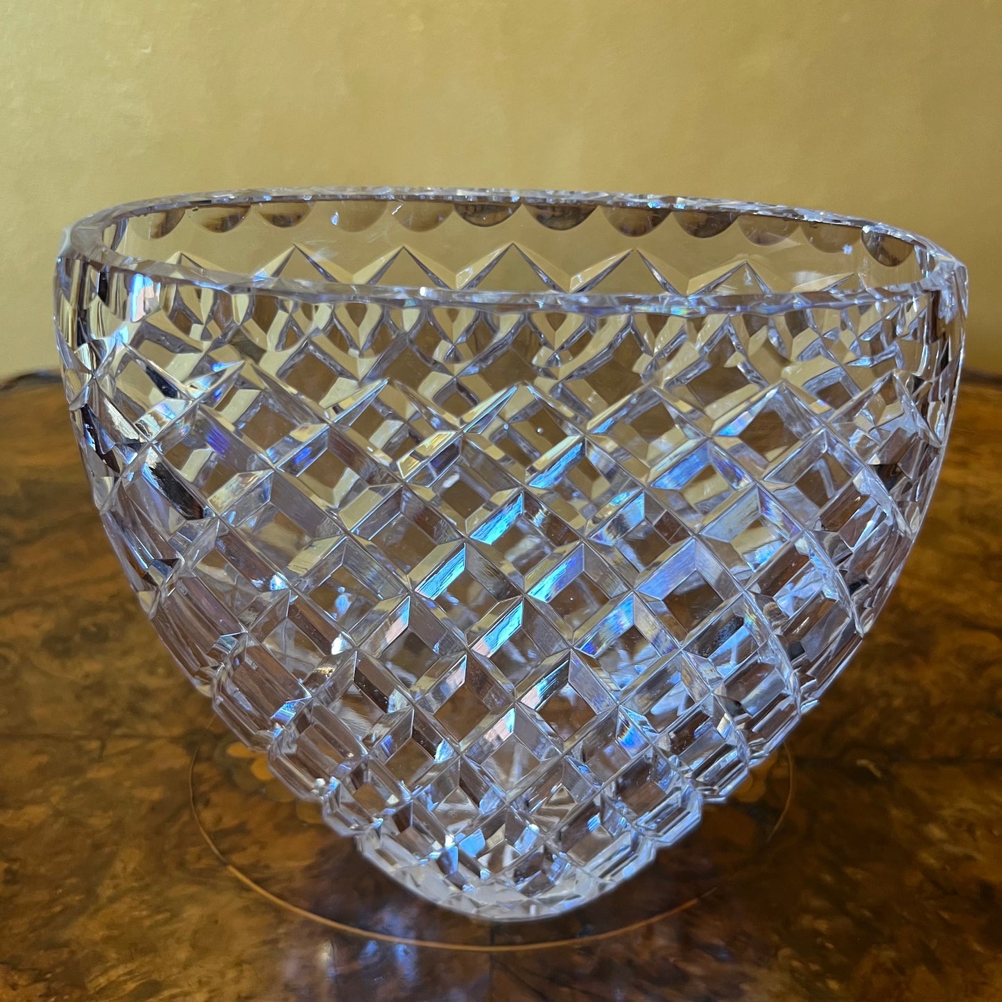 Vintage Crystal Diamond Cut Narrow Vase