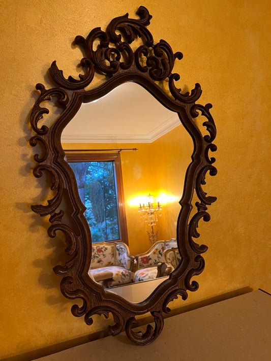 Vintage French Carved Detail Wall Mirror