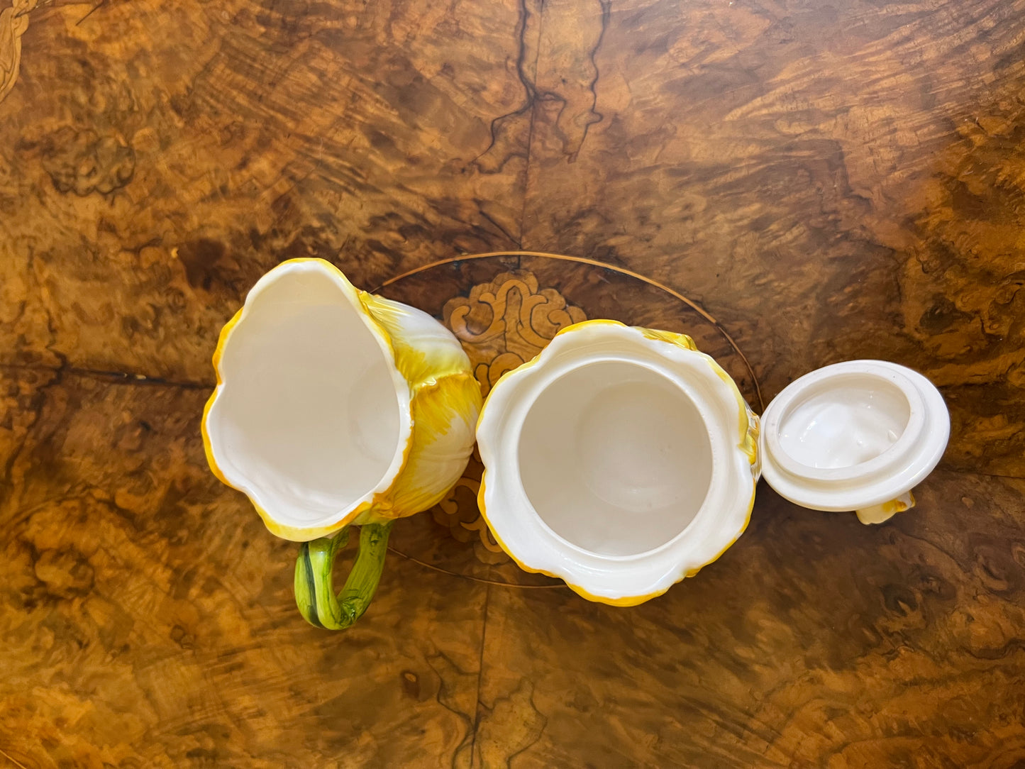 Vintage ESD Hand Painted Yellow Flower Milk & Sugar Bowls Japan