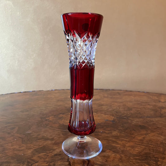 Vintage Val St Lambert Crystal Belgium Ruby Red Depose Vase