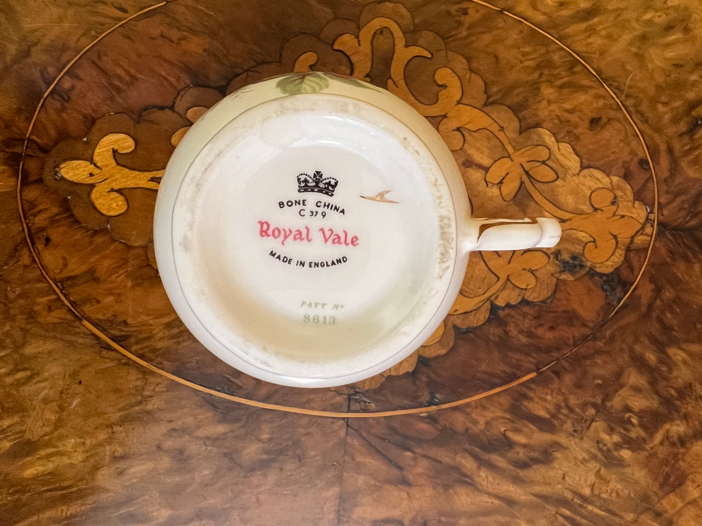 Vintage Royal Vale Red Roses Tea Cup And Saucer