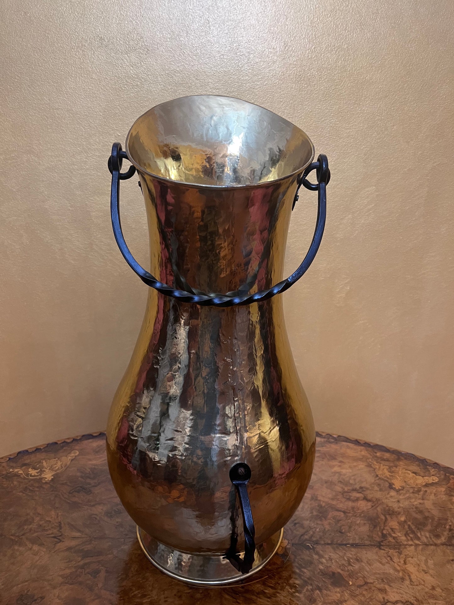 Vintage Brass Jug with Wrought Iron Handles