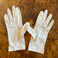 Vintage Ivory Embroidered  Edge Ladies Gloves