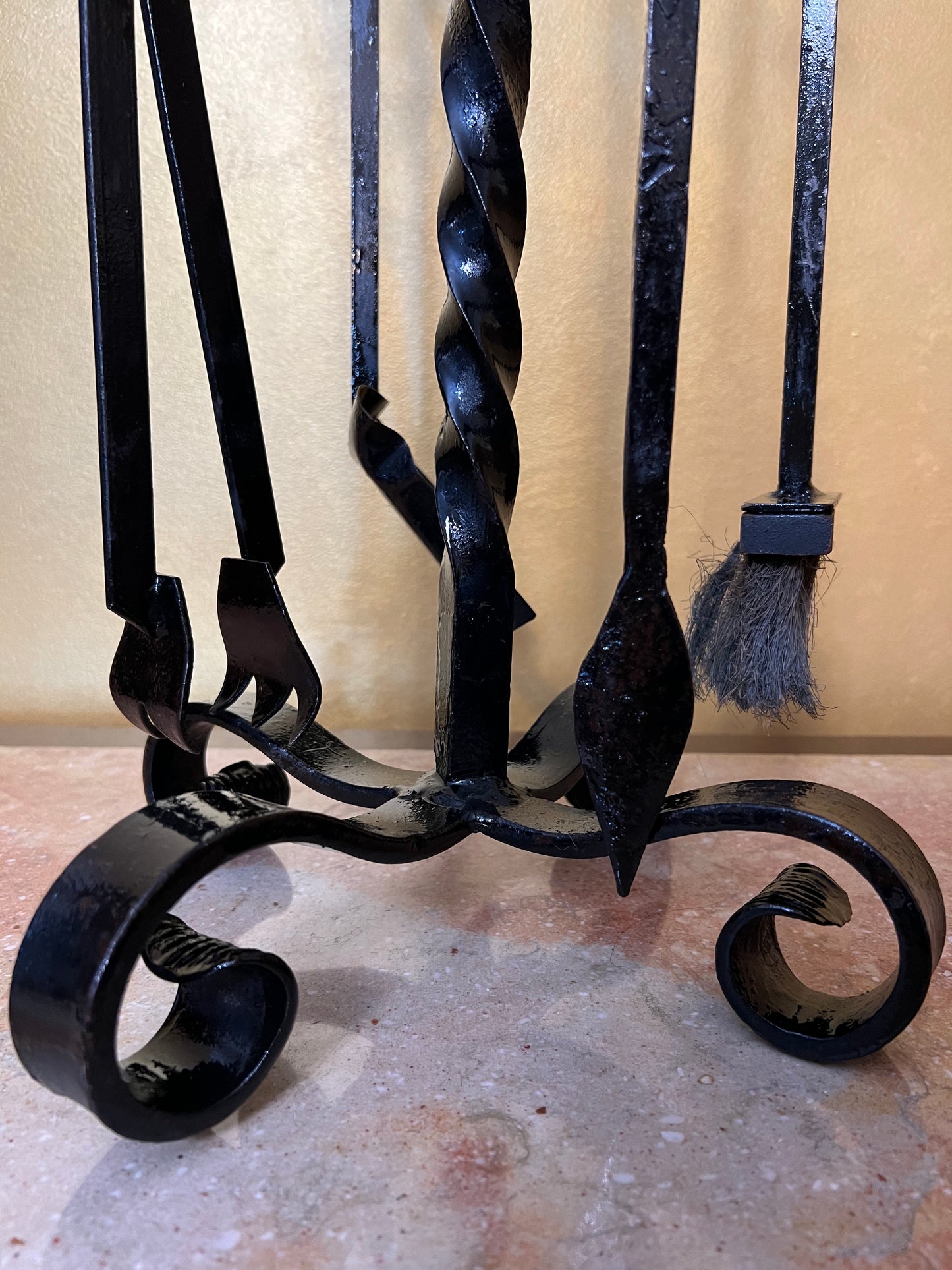 Antique French Wrought Iron Fire Tool Set