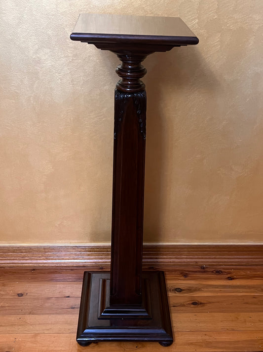 Antique Mahogany Tall Plant/Lamp Pedestal
