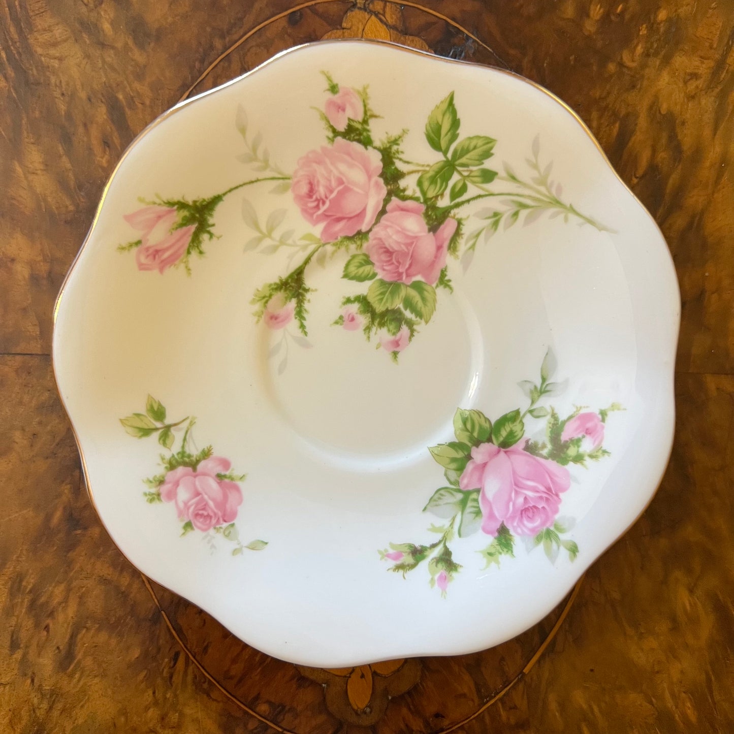 Vintage Foley Pink Rose Tea Cup Trio Set