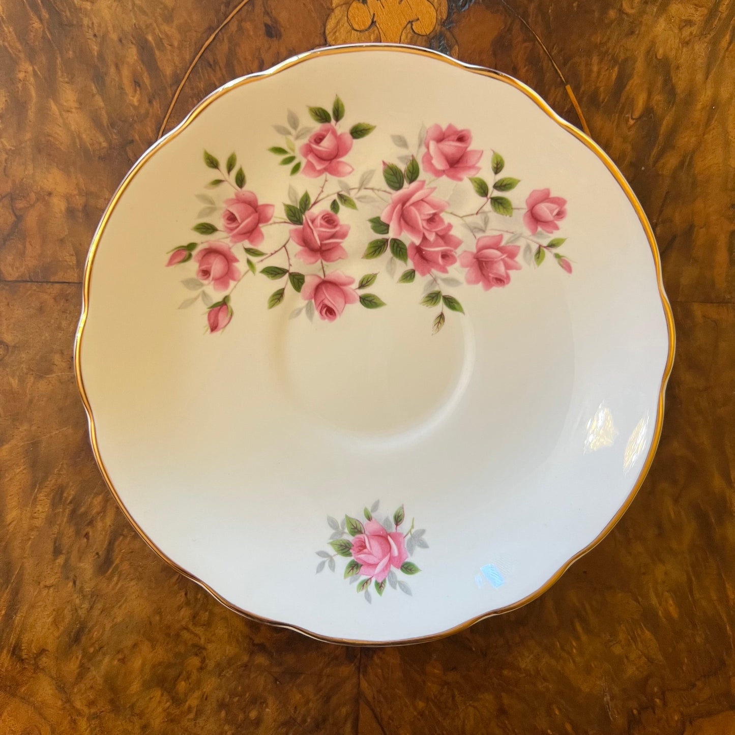 Vintage Regency Pink Roses Tea Cup Trio Set