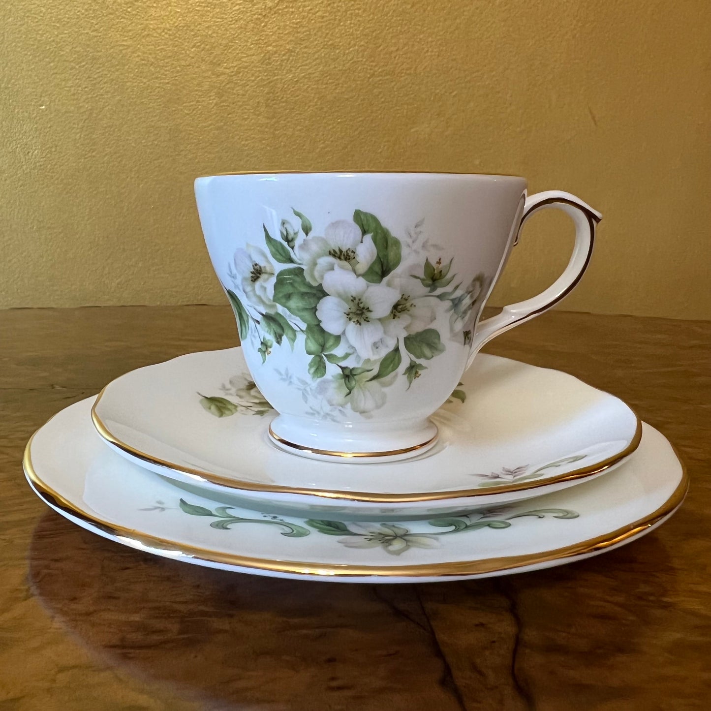 Duchess White Floral Tea Cup Trio Set