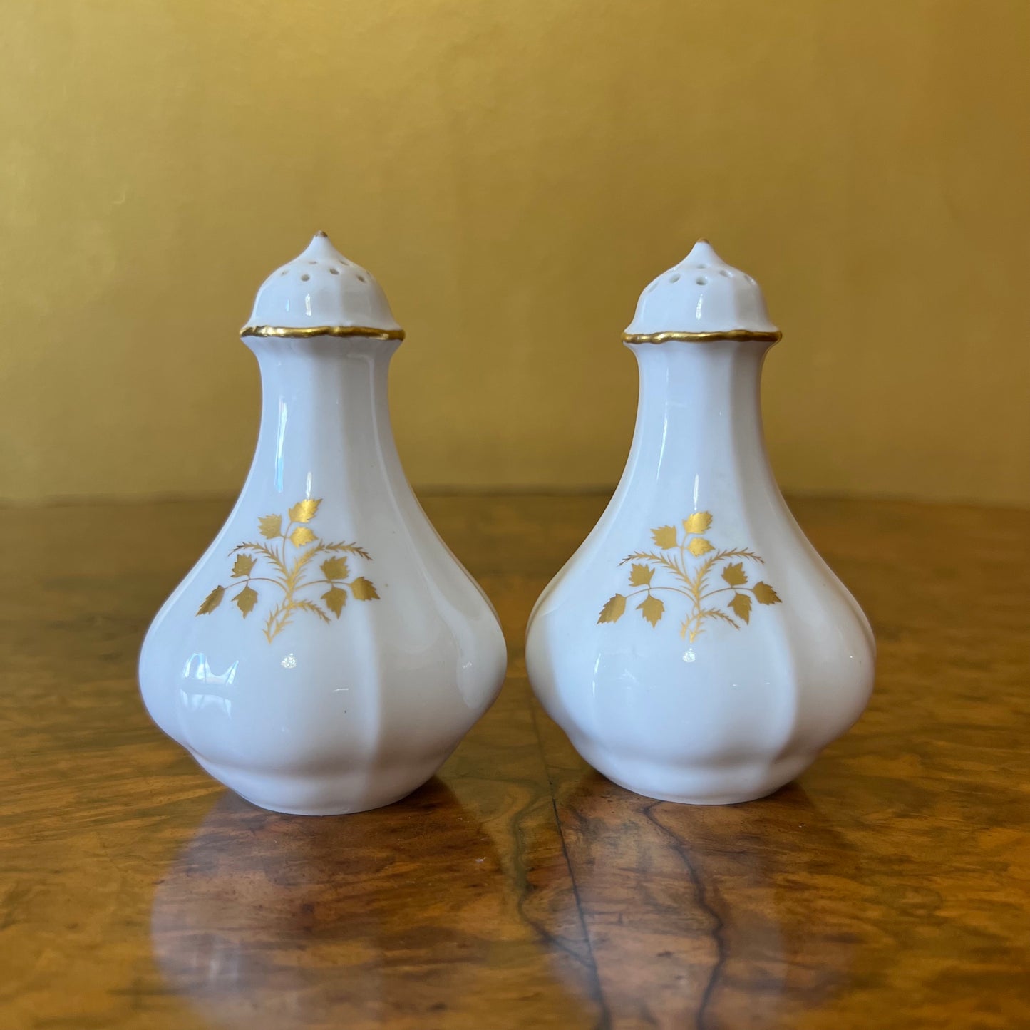 Royal Crown Derby White and Gold Salt & Pepper Shakers