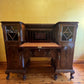 Antique English Mahogany Secretair Bureau Desk With Cabinets