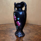 Vintage English Floral Black Vase