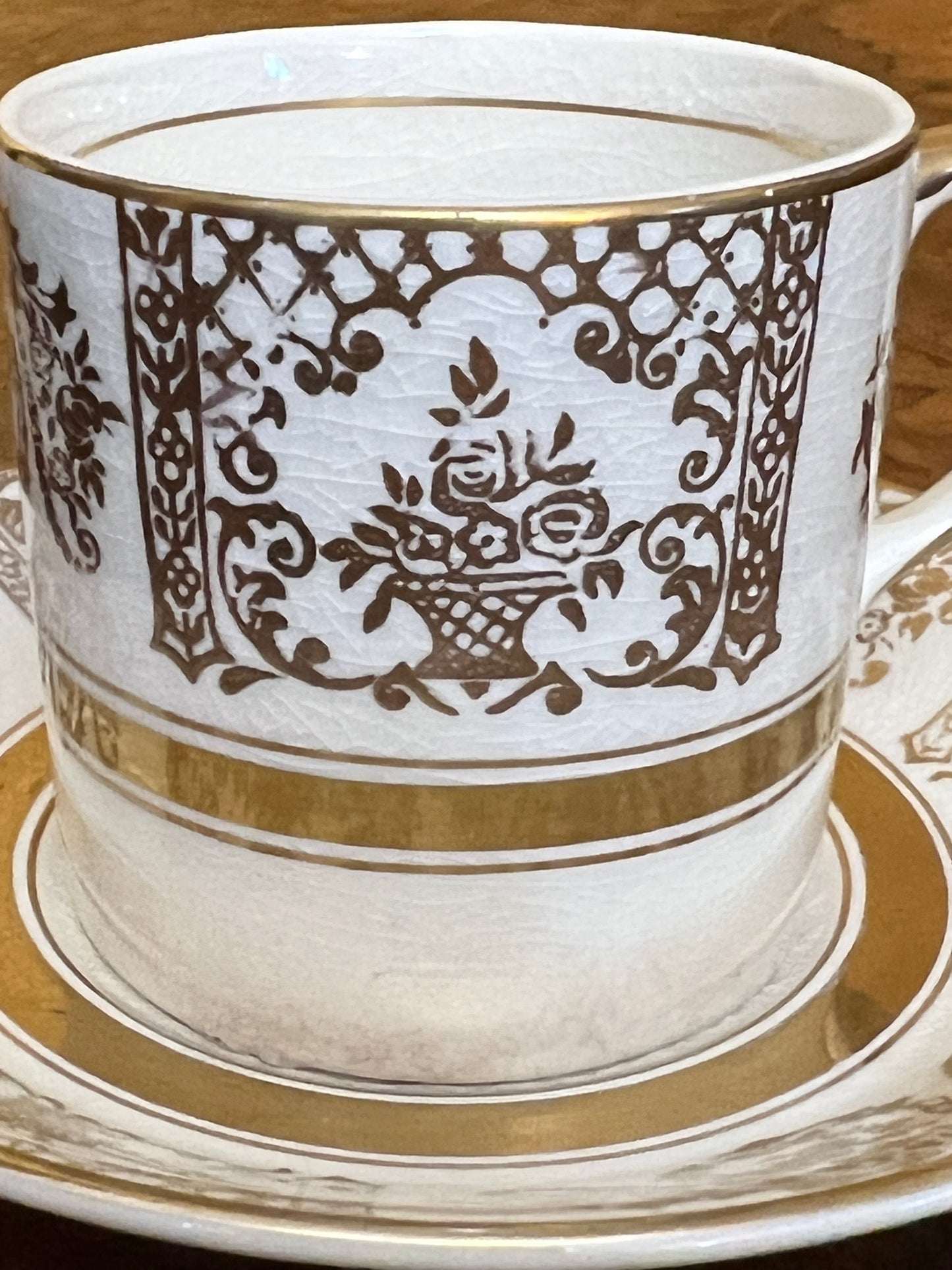 Johnson Bros Victorian Gold Print Demitasse Coffee Cups 