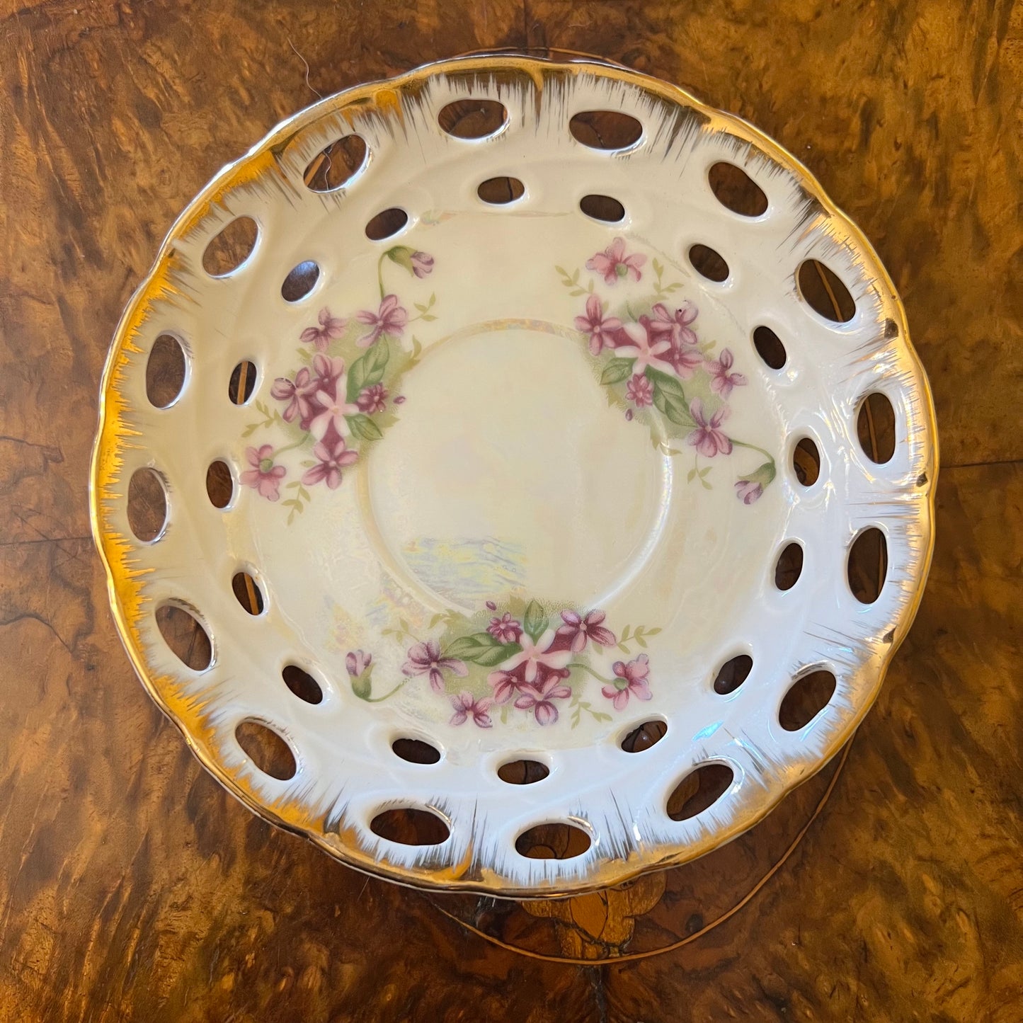 Lustre Ware Hand Painted Purple Saucer 