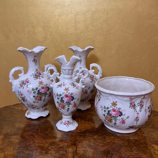 Nwao Staffordshire Ywao Ironstone Vase Set
