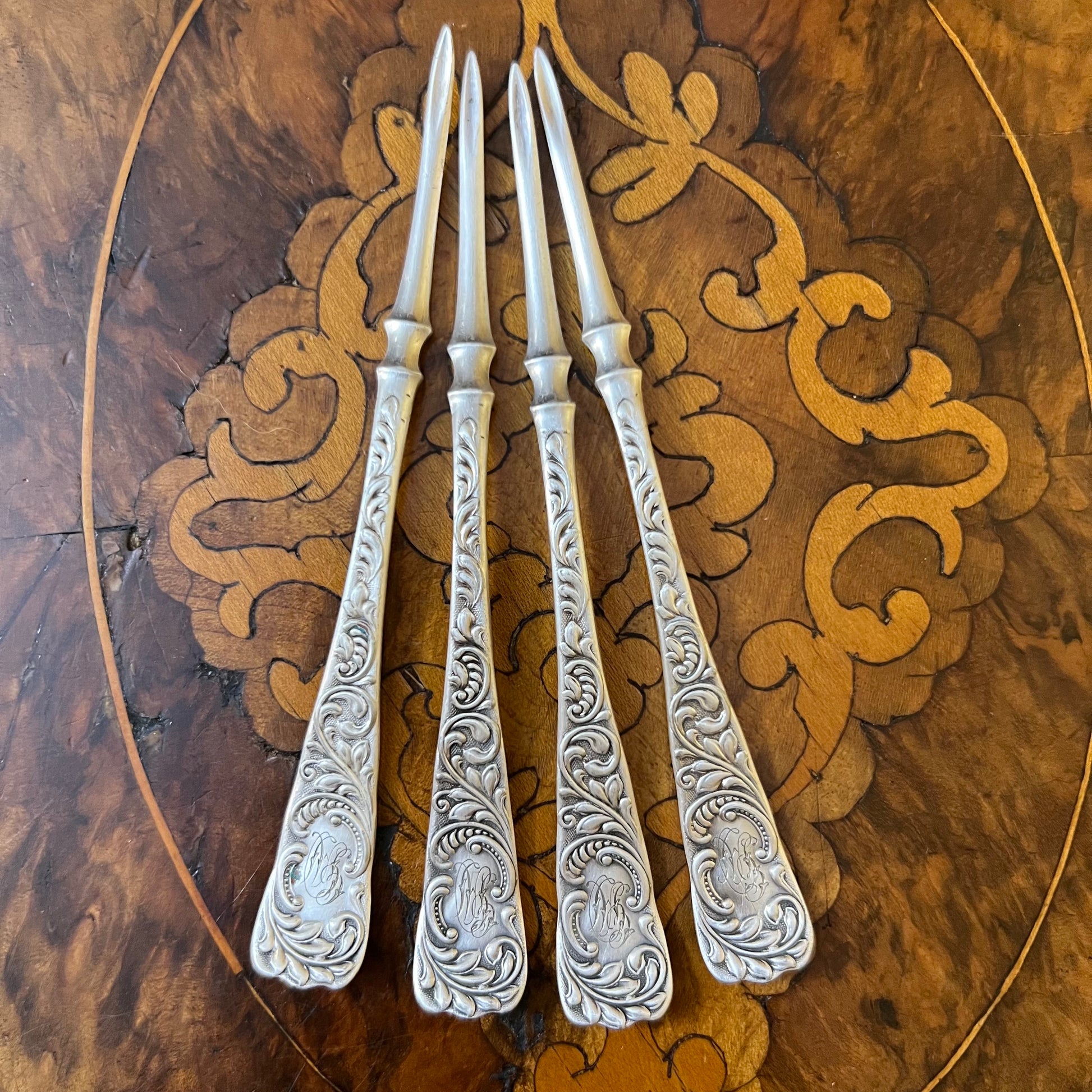 Rogers & Hamilton 1889 Silver Plated Pickle Fork Set 