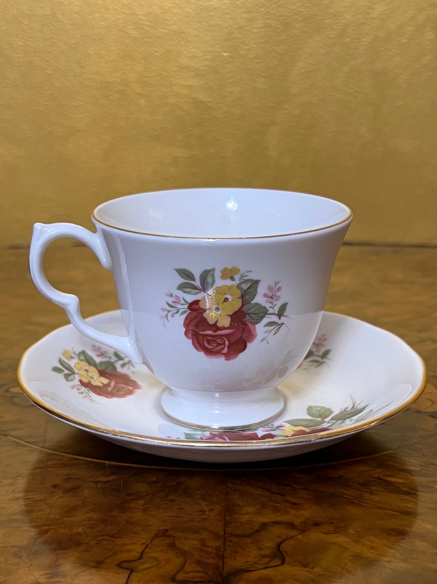 Royal Vale Crimson Rose Tea Cup & Saucer