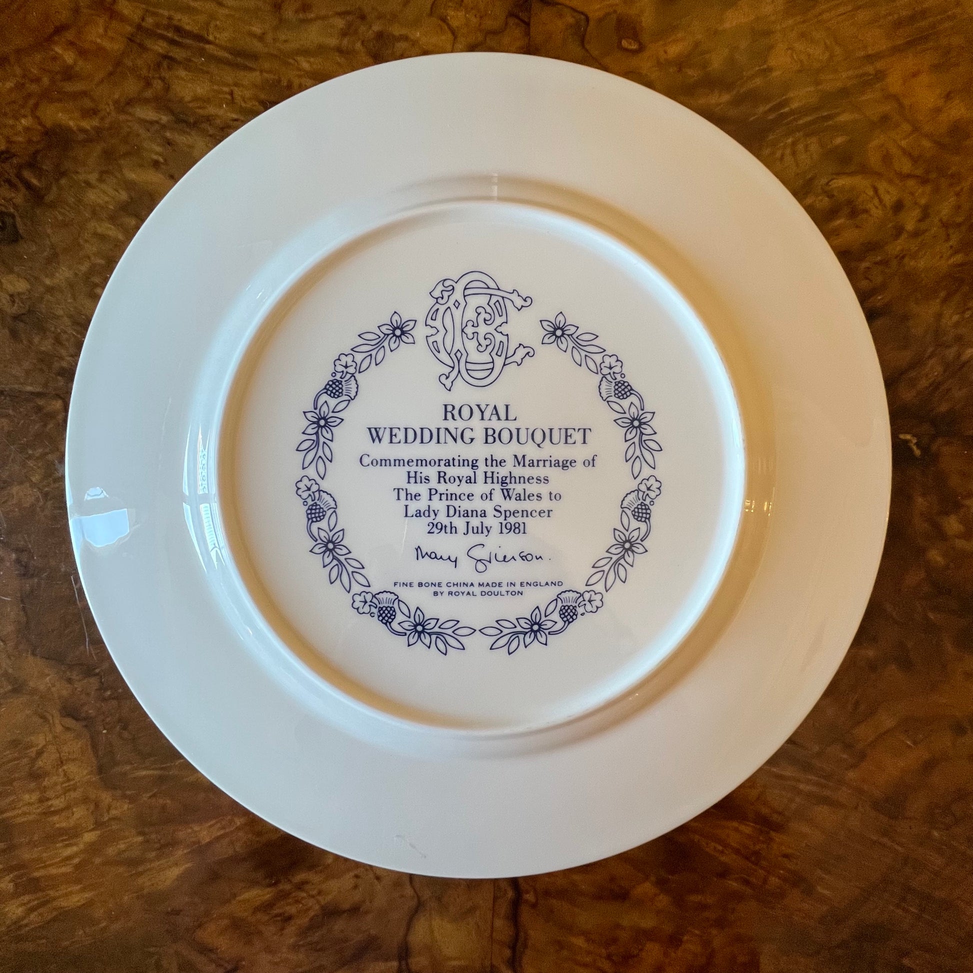 Royal Wedding Bouquet Prince Wales & Lady Diana Spencer Collectors Plate