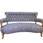 Antique French Gold Gilt & Brocade Fabric Settee Chaise Lounge