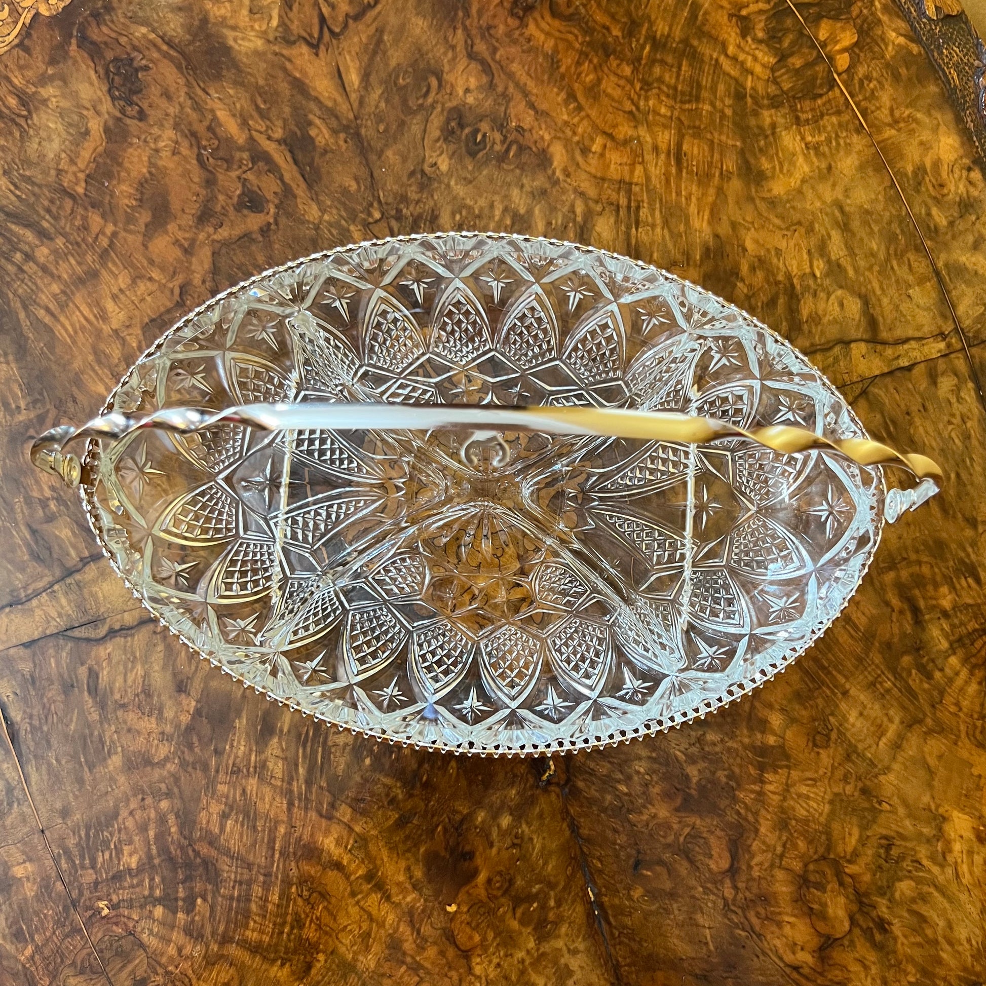 Silver Glass Serving Divider Platter