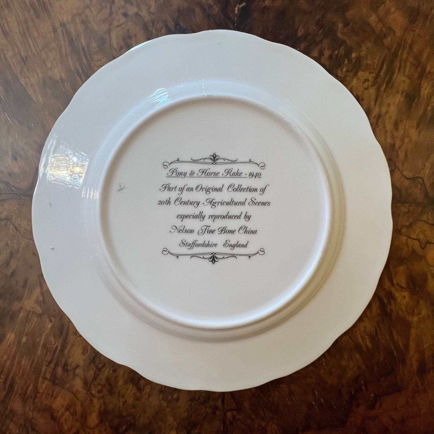 Staffordshire England Pony & Horse Rake 1940 Collectors Plate