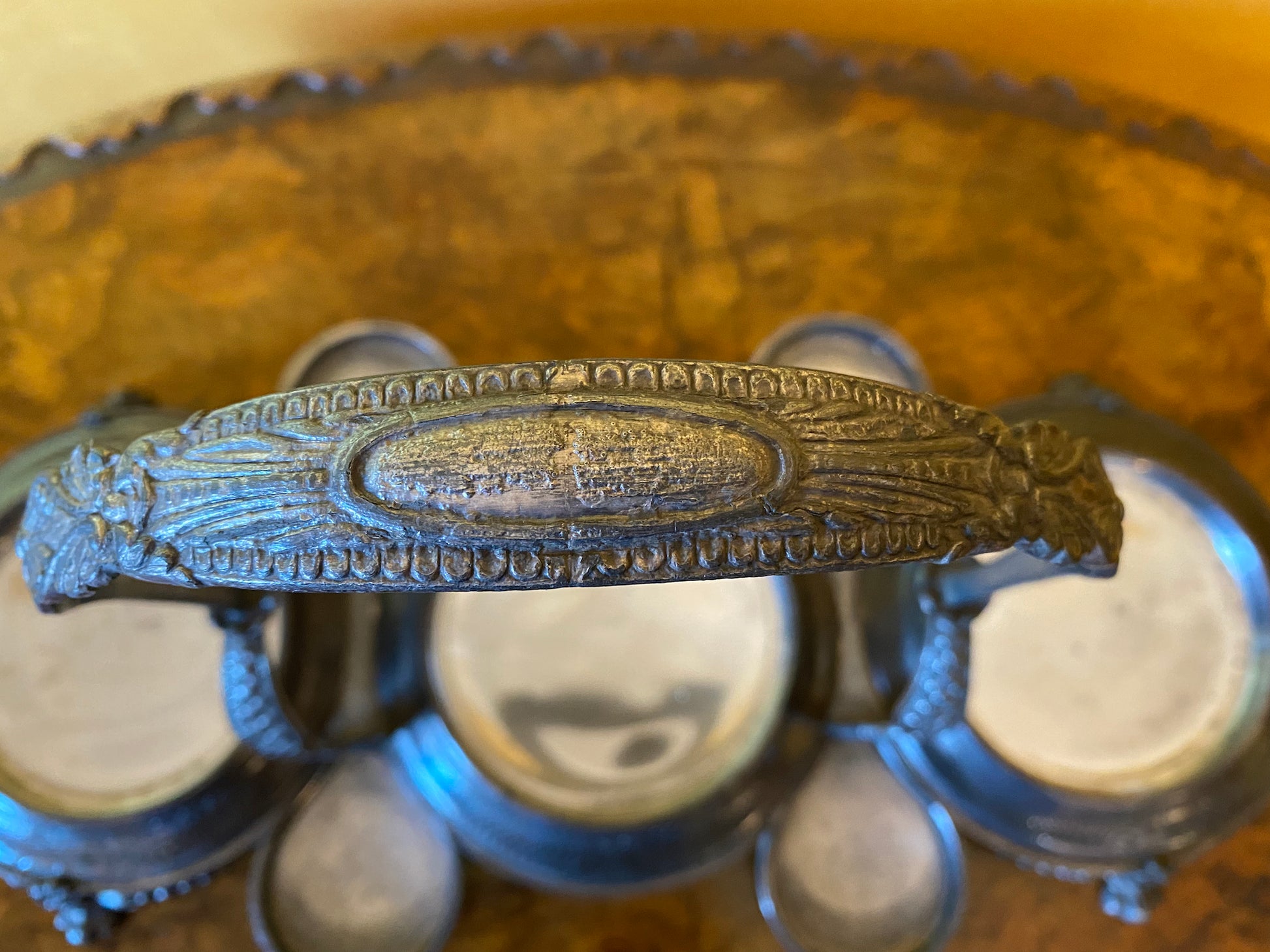 Stand with Two Decanter and Canister Antique 