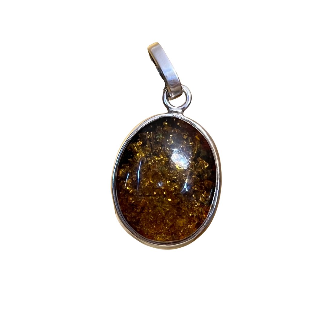 Sterling Silver Amber Necklace Pendant