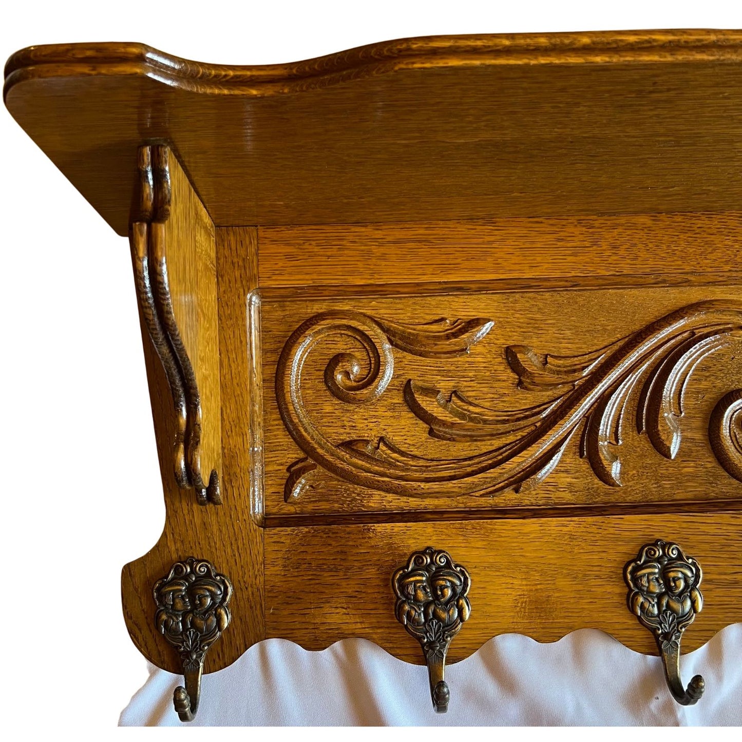 Early 20th Century French Oak Wall Coat Rack