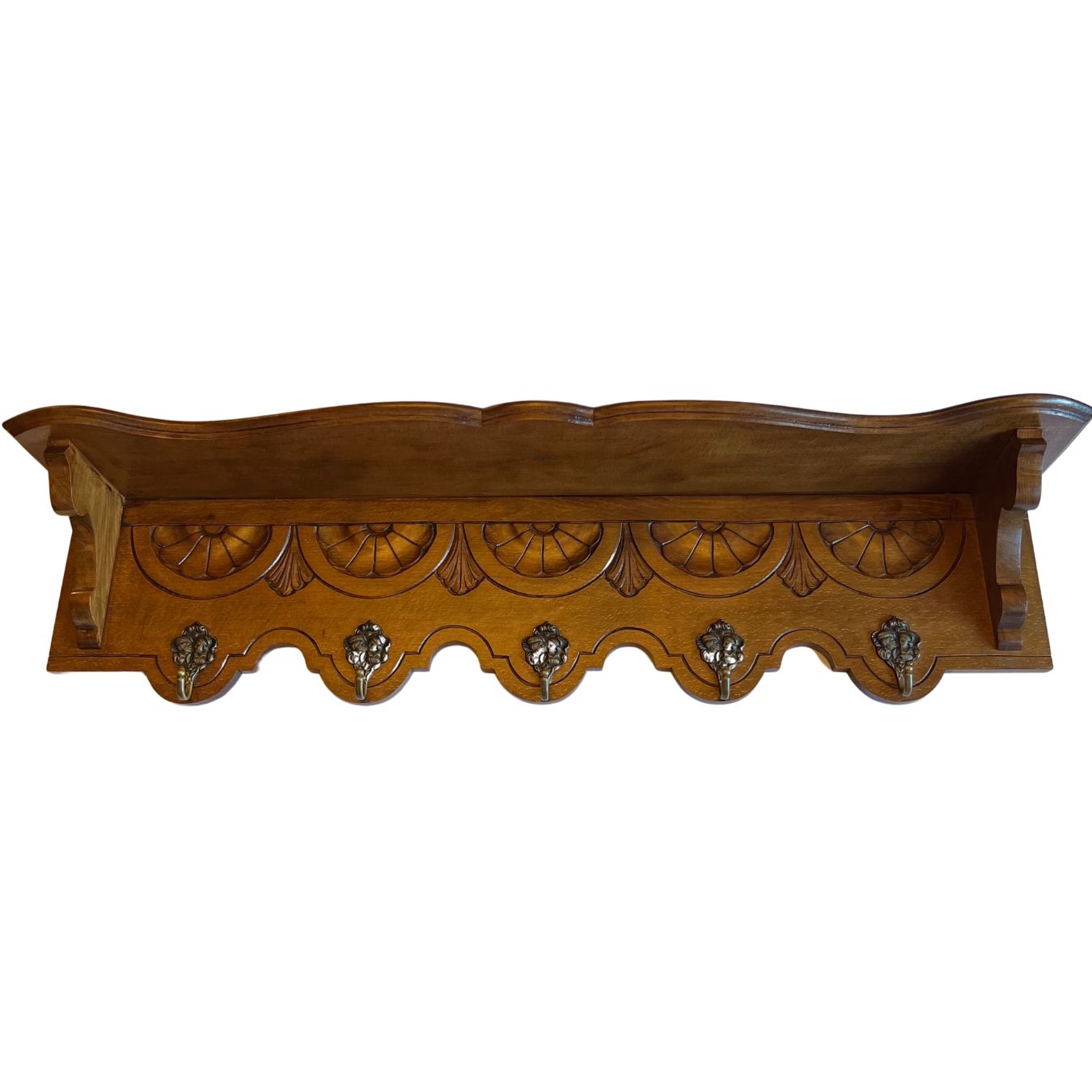 Early 20th Century French Oak Wall Coat Rack