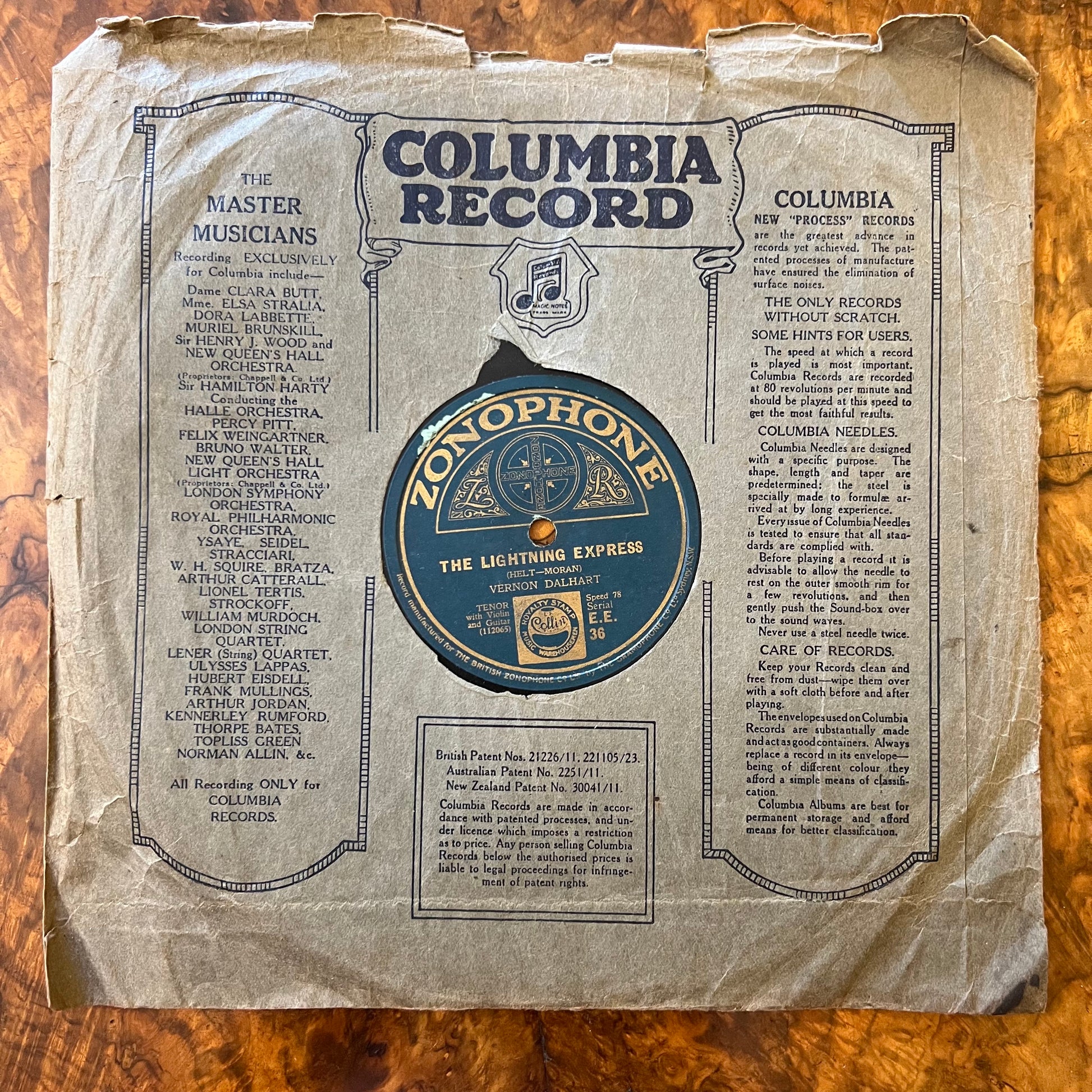 Vernon Dalhart – The Letter Edged In Black/The Lightning Express Record