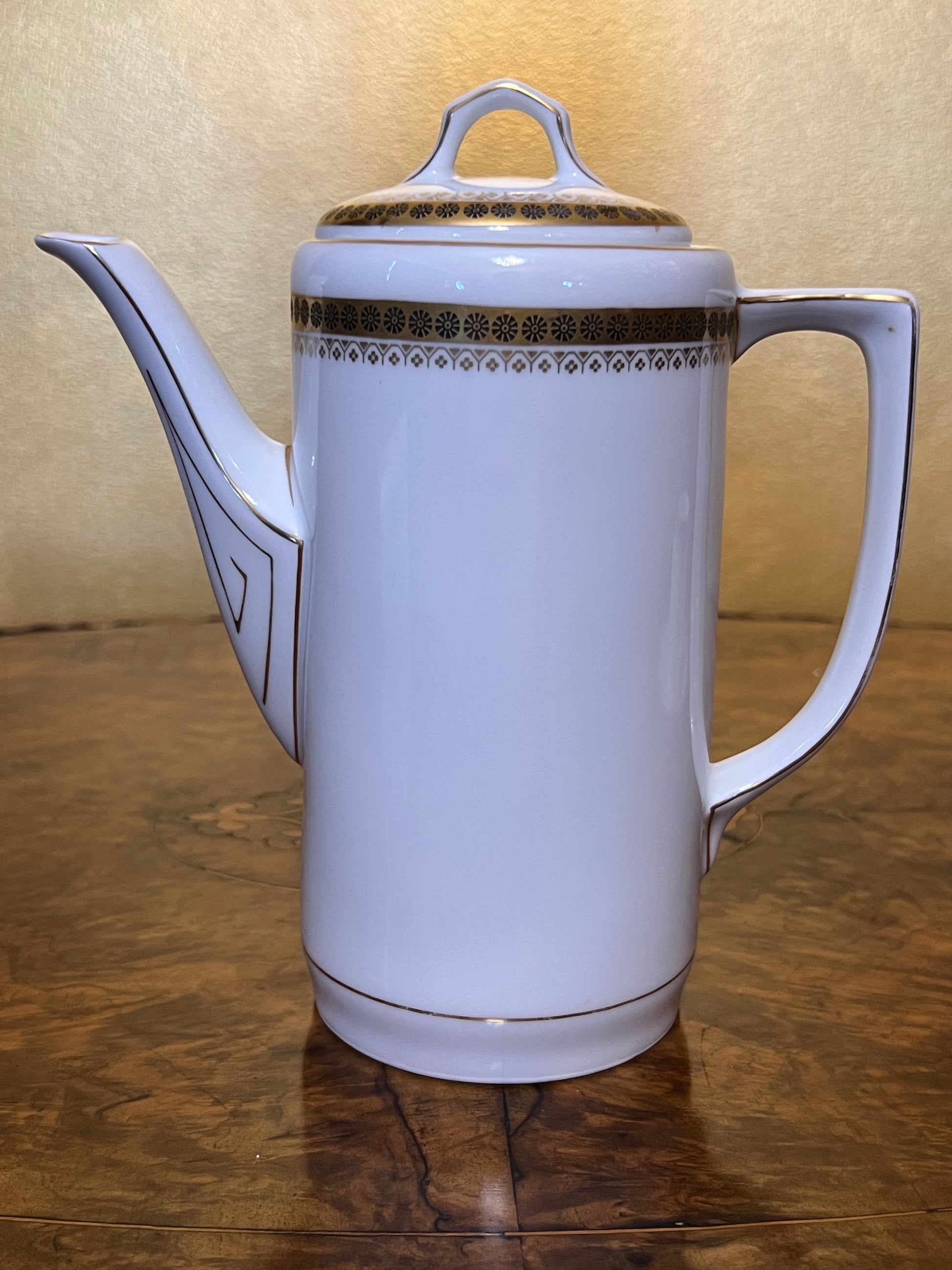 Vintage Bavaria Gold Border Print Demitasse Coffee Pot & Coffee Cups 