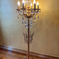 Vintage Brass Crystal Crown & Cherubs Floor Lamp
