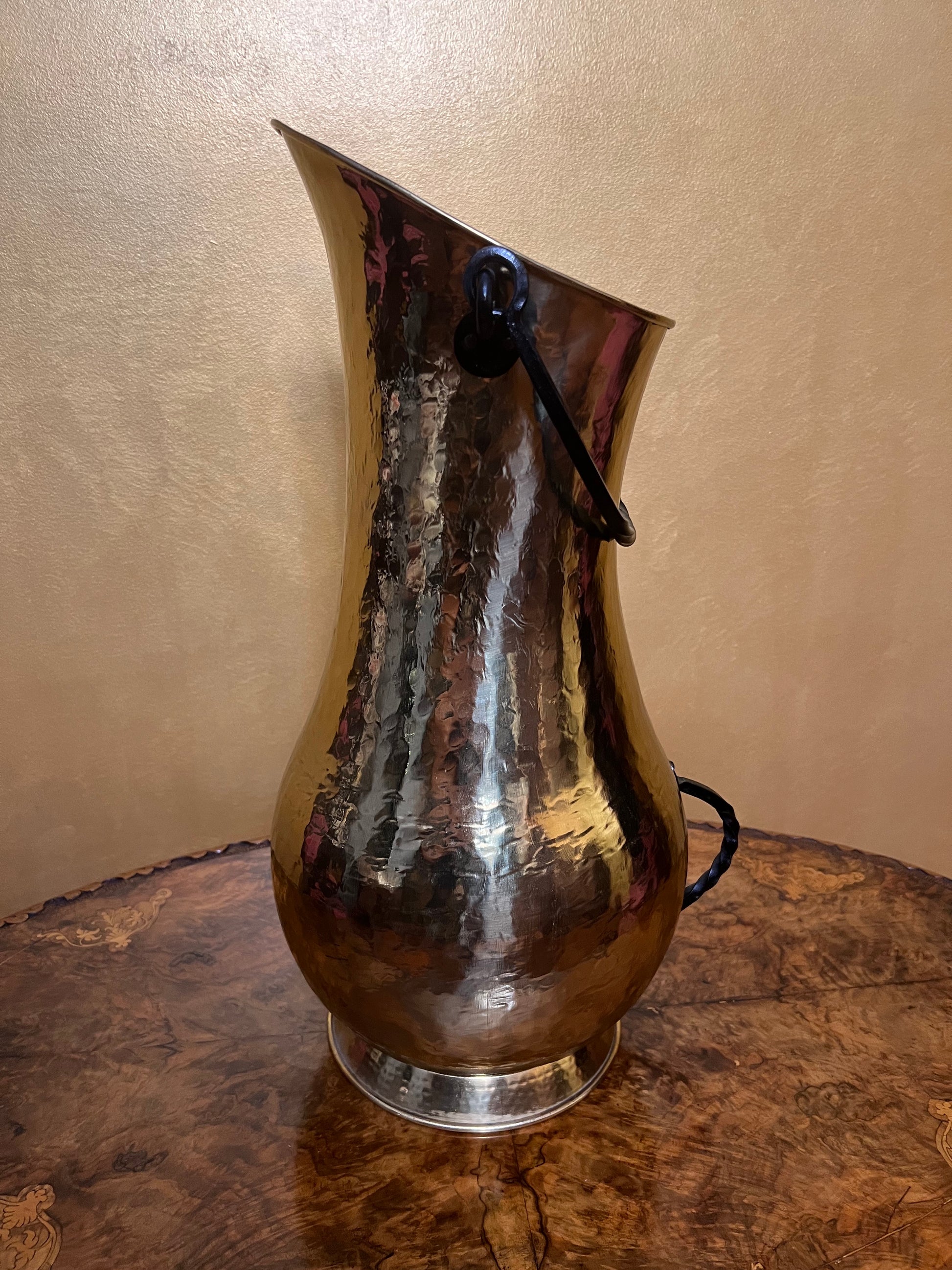 Vintage Brass Jug with Wrought Iron Handles