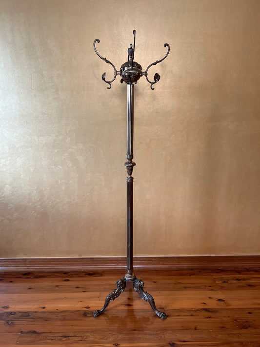 Vintage Brass Lion Detail Legs Rotating Coat Hat Rack