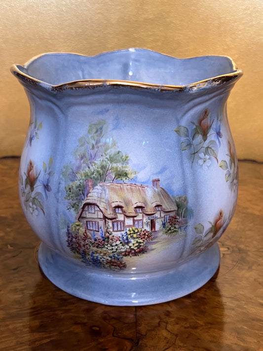 Vintage Cottage Print Plant Potter or Vase