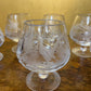 Vintage Crystal Birds Etched Brandy Glasses Set 