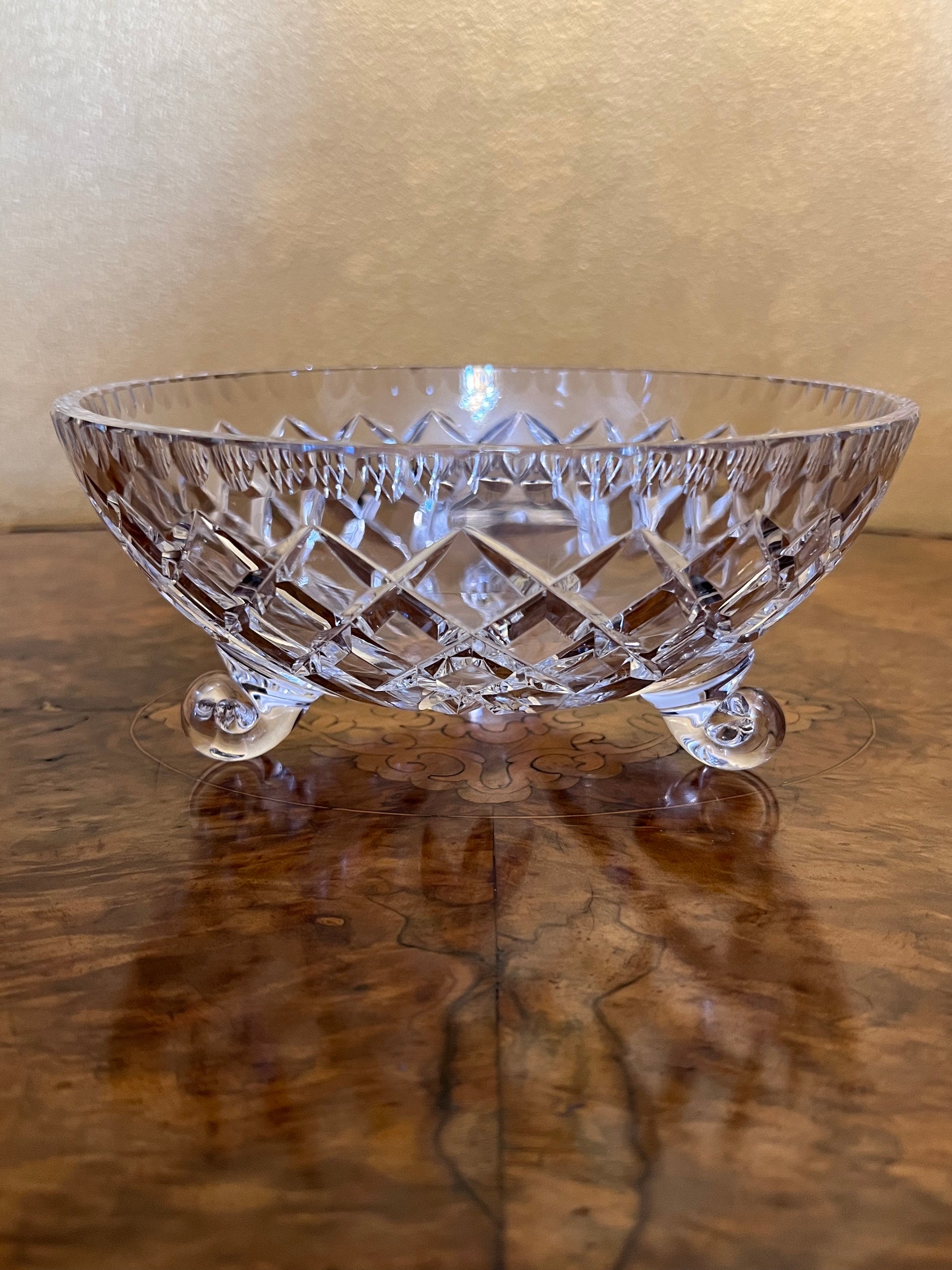 Vintage Crystal Bowl With Turned Leg Feet