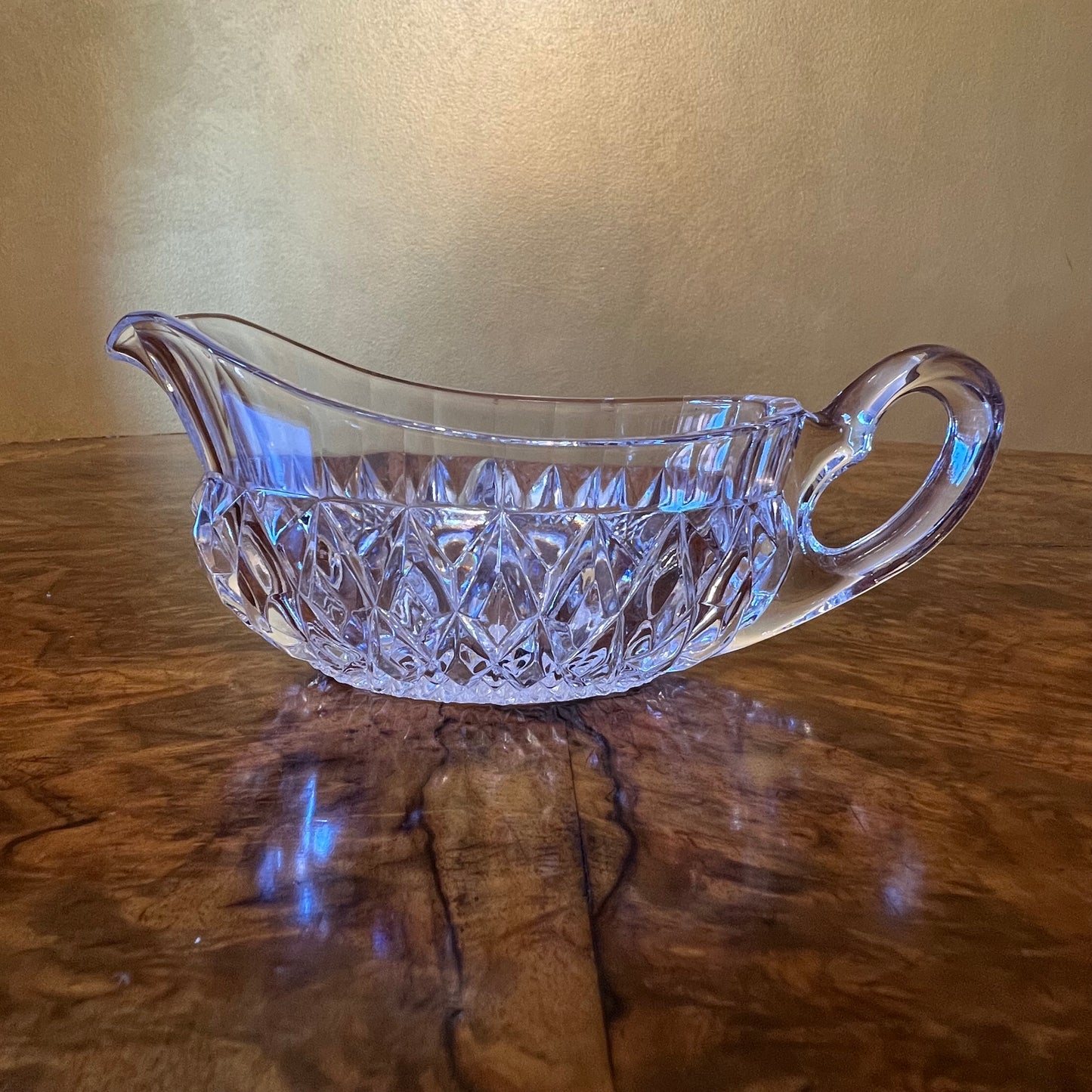 Vintage Crystal Cut Gravy Boat