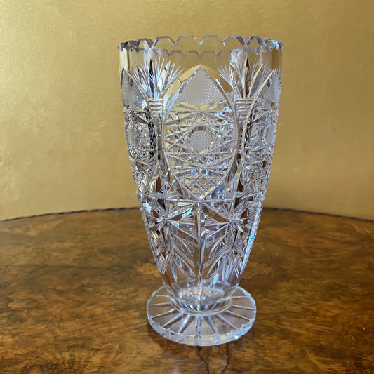 Vintage Crystal Cut Large Vase