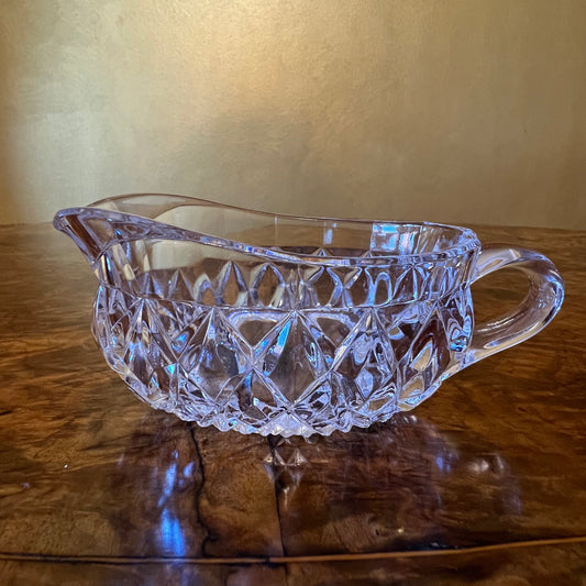 Vintage Crystal Cut Small Gravy Boat