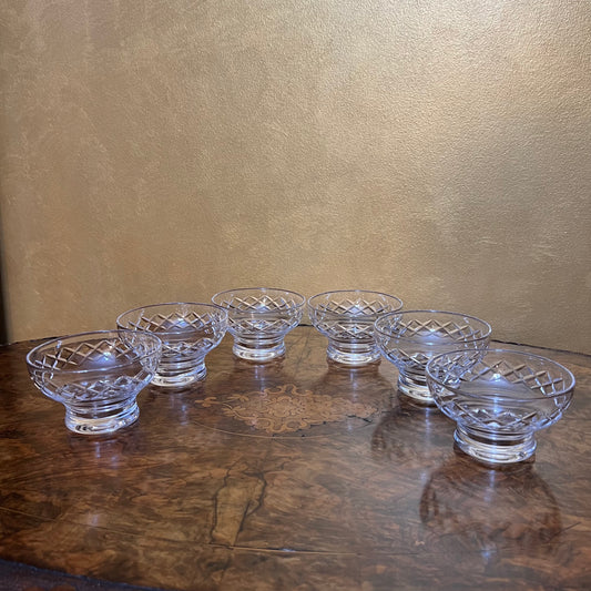 Vintage Crystal Desert Bowls Set Of Six