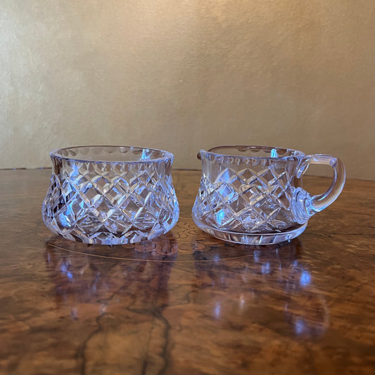 Vintage Crystal Diamond Cut Milk & Sugar Set