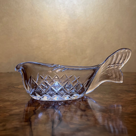 Vintage Crystal Fish Shape Dish Bowl